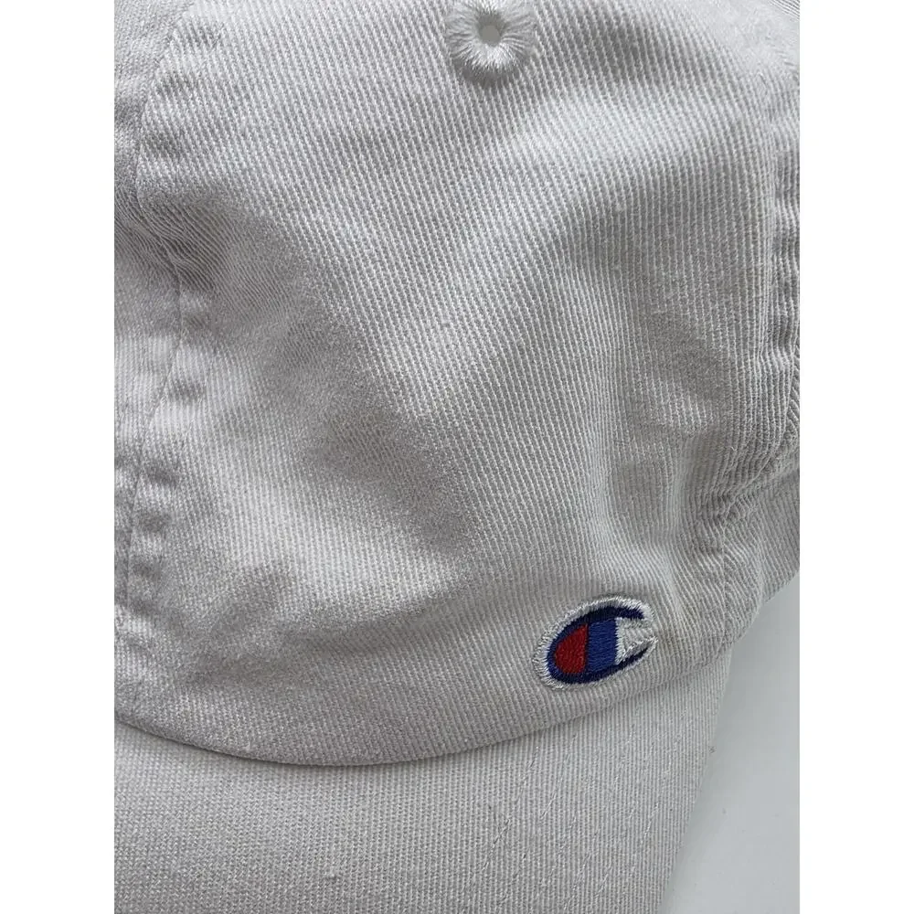 Champion White Adjustable Dad Hat Baseball Cap Strapback Logo OSFA